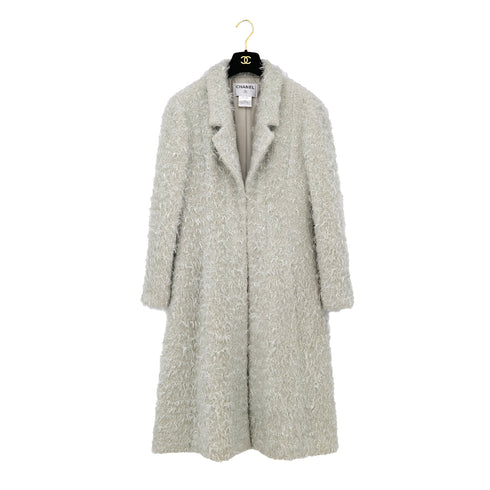 CHANEL VINTAGE LONG FAR COAT ECRU NYLON WOOL 40 00A RTW 90307387 - PURPOSE