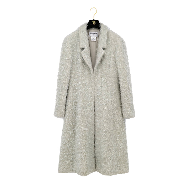 CHANEL VINTAGE LONG FAR COAT ECRU NYLON WOOL 40 00A RTW 90307387 - PURPOSE