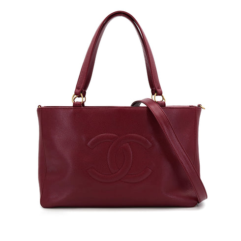 CHANEL VINTAGE COCOMARK TOTE SHOULDER BAG RED CAVIAR SKIN 90307804