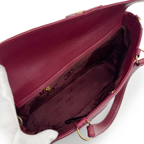 CHANEL VINTAGE COCOMARK TOTE SHOULDER BAG RED CAVIAR SKIN 90307804