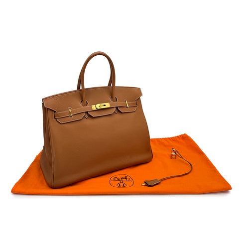 HERMES BIRKIN 35 GOLD TOGO HAND BAG □J GOLD HARDWARE 90307816 - PURPOSE