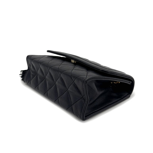 CHANEL VINTAGE MATELASSE CHAIN SHOULDER BAG FRINGE BLACK LAMB SKIN 90307819 - PURPOSE