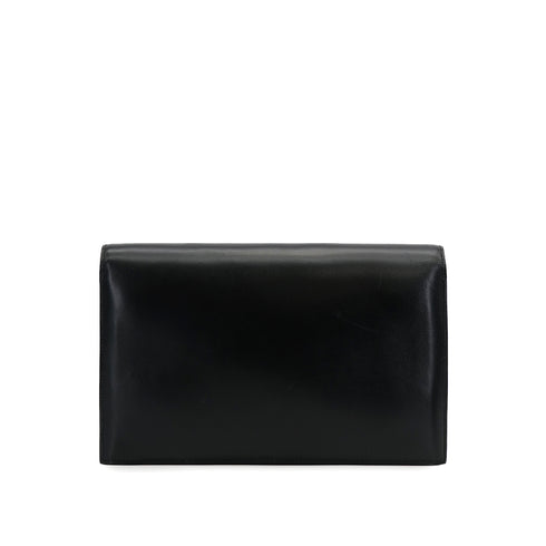 HERMES LYDIE BLACK CLUTCH SHOULDER BAG BOXCALF 〇H GOLD HARDWARE 90307822 - PURPOSE