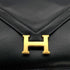 HERMES LYDIE BLACK CLUTCH SHOULDER BAG BOXCALF 〇H GOLD HARDWARE 90307822 - PURPOSE
