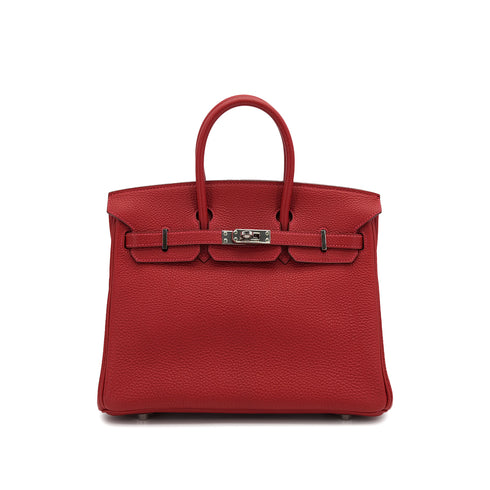 HERMES BIRKIN 25 ROUGE GARANCE TOGO HAND BAG □I PALLADIUM HARDWARE 90307832