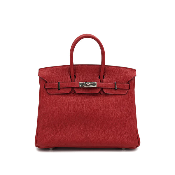 HERMES BIRKIN 25 ROUGE GARANCE TOGO HAND BAG □I PALLADIUM HARDWARE 90307832