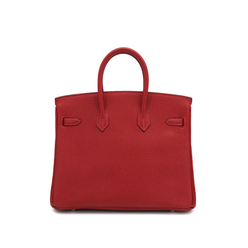 HERMES BIRKIN 25 ROUGE GARANCE TOGO HAND BAG □I PALLADIUM HARDWARE 90307832