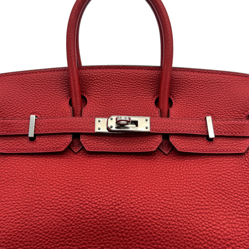 HERMES BIRKIN 25 ROUGE GARANCE TOGO HAND BAG □I PALLADIUM HARDWARE 90307832