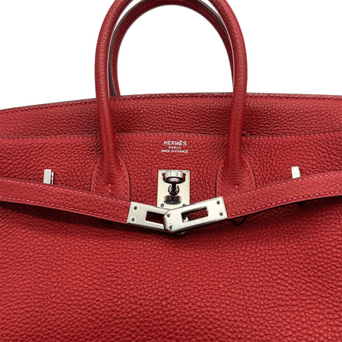 HERMES BIRKIN 25 ROUGE GARANCE TOGO HAND BAG □I PALLADIUM HARDWARE 90307832