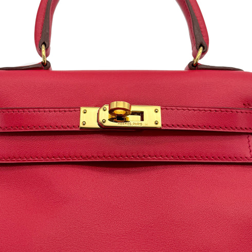HERMES MINI KELLY 20 RETOURNE ROUGE VIF VEAU SWIFT HAND SHOULDER BAG □D GOLD HARDWARE 90307839 - PURPOSE