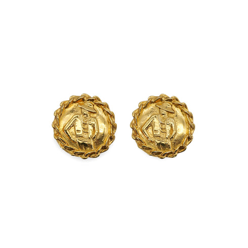 CHANEL VINTAGE EARRINGS ROUND MADEMOISELLE GOLD ACCESSORY 90307873 - PURPOSE