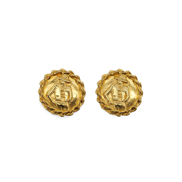 CHANEL VINTAGE EARRINGS ROUND MADEMOISELLE GOLD ACCESSORY 90307873 - PURPOSE
