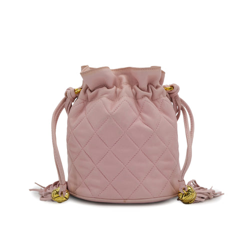 CHANEL VINTAGE MATELASSE SHOULDER BAG FRINGE PINK LAMB SKIN 90307874 - PURPOSE