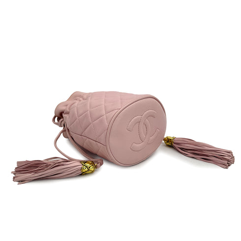 CHANEL VINTAGE MATELASSE SHOULDER BAG FRINGE PINK LAMB SKIN 90307874 - PURPOSE