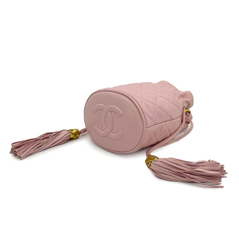 CHANEL VINTAGE MATELASSE SHOULDER BAG FRINGE PINK LAMB SKIN 90307874 - PURPOSE