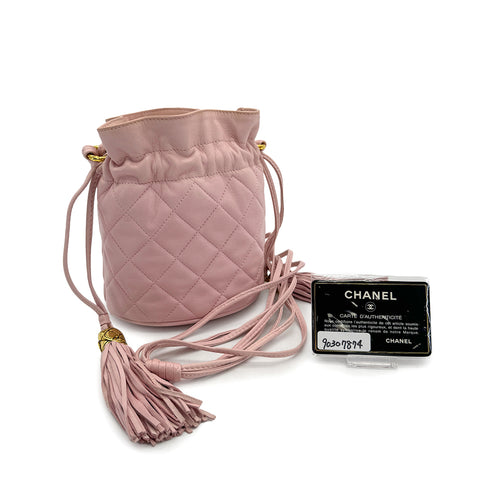 CHANEL VINTAGE MATELASSE SHOULDER BAG FRINGE PINK LAMB SKIN 90307874 - PURPOSE