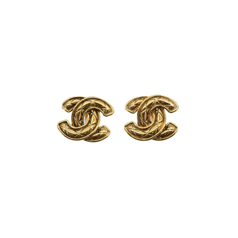 CHANEL VINTAGE EARRINGS COCOMARK MATELASSE GOLD ACCESSORY 90307892 - PURPOSE
