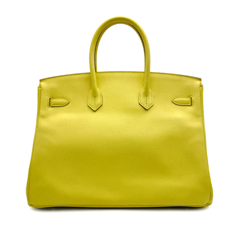HERMES BIRKIN 35 LIME VEAU EPSOM HAND BAG □O GOLD HARDWARE 90307905 - PURPOSE