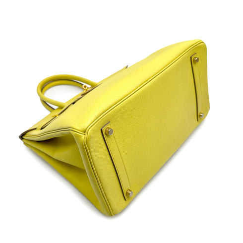 HERMES BIRKIN 35 LIME VEAU EPSOM HAND BAG □O GOLD HARDWARE 90307905 - PURPOSE