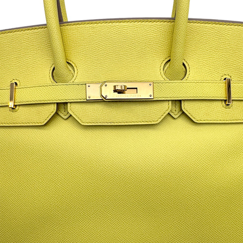 HERMES BIRKIN 35 LIME VEAU EPSOM HAND BAG □O GOLD HARDWARE 90307905 - PURPOSE