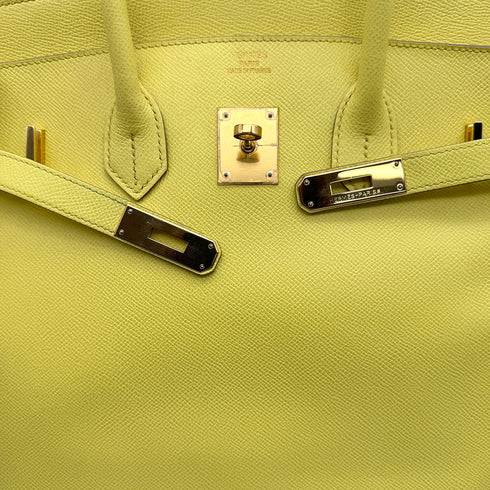 HERMES BIRKIN 35 LIME VEAU EPSOM HAND BAG □O GOLD HARDWARE 90307905 - PURPOSE