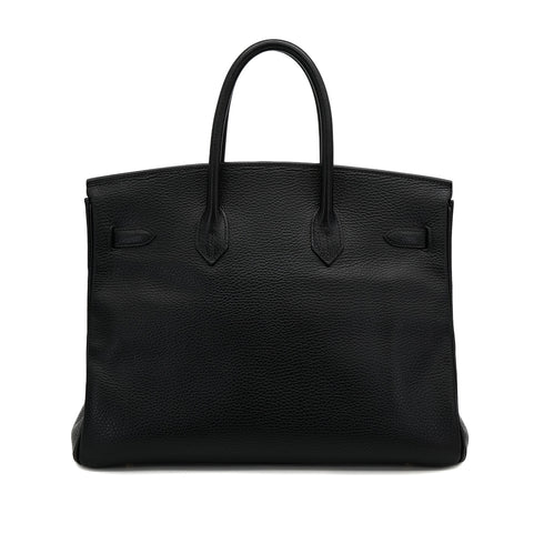 HERMES BIRKIN 35 BLACK ARDENNES HAND BAG □F GOLD HARDWARE 90307907 - PURPOSE