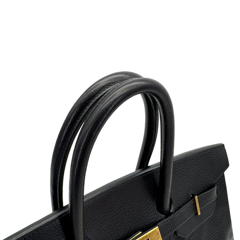 HERMES BIRKIN 35 BLACK ARDENNES HAND BAG □F GOLD HARDWARE 90307907 - PURPOSE
