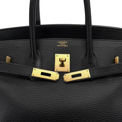 HERMES BIRKIN 35 BLACK ARDENNES HAND BAG □F GOLD HARDWARE 90307907 - PURPOSE