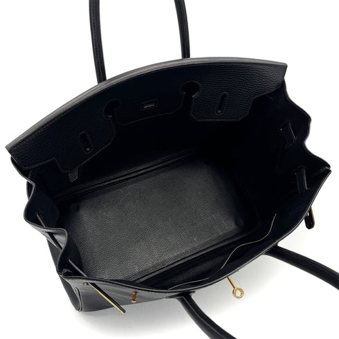 HERMES BIRKIN 35 BLACK ARDENNES HAND BAG □F GOLD HARDWARE 90307907 - PURPOSE