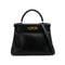 HERMES KELLY 28 RETOURNE BLACK BOXCALF HAND SHOULDER BAG 〇Z GOLD HARDWARE 90307911 - PURPOSE
