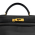 HERMES KELLY 28 RETOURNE BLACK BOXCALF HAND SHOULDER BAG 〇Z GOLD HARDWARE 90307911 - PURPOSE