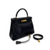 HERMES KELLY 28 RETOURNE BLACK BOXCALF HAND SHOULDER BAG 〇Z GOLD HARDWARE 90307911 - PURPOSE