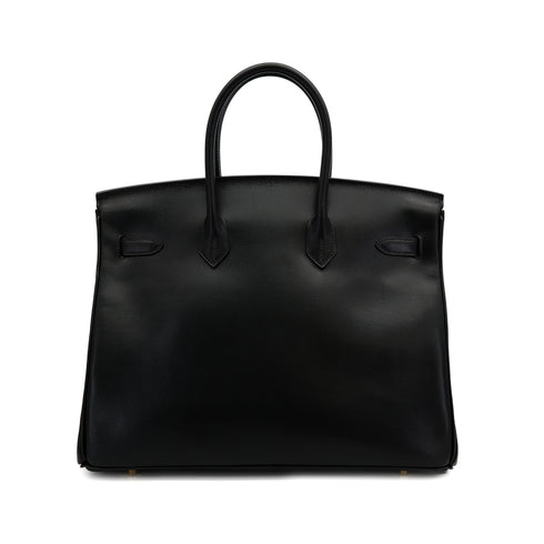 HERMES BIRKIN 35 BLACK BOX CALF HAND BAG □F GOLD HARDWARE 90307912 - PURPOSE