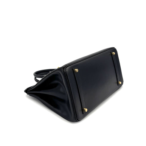 HERMES BIRKIN 35 BLACK BOX CALF HAND BAG □F GOLD HARDWARE 90307912 - PURPOSE