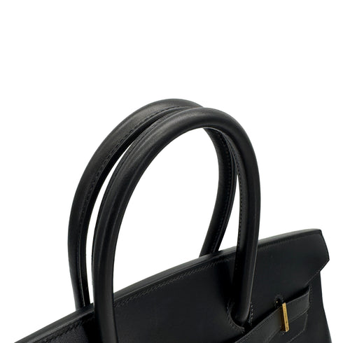 HERMES BIRKIN 35 BLACK BOX CALF HAND BAG □F GOLD HARDWARE 90307912 - PURPOSE