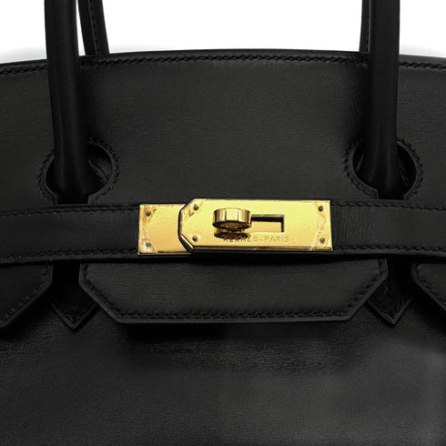 HERMES BIRKIN 35 BLACK BOX CALF HAND BAG □F GOLD HARDWARE 90307912 - PURPOSE