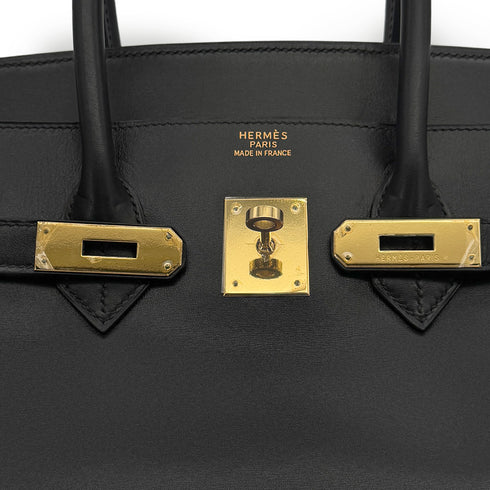HERMES BIRKIN 35 BLACK BOX CALF HAND BAG □F GOLD HARDWARE 90307912 - PURPOSE