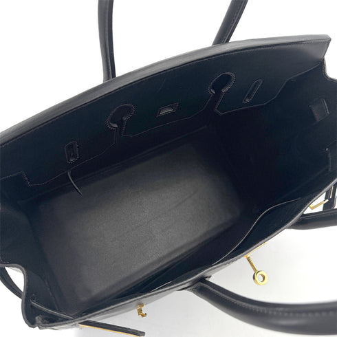 HERMES BIRKIN 35 BLACK BOX CALF HAND BAG □F GOLD HARDWARE 90307912 - PURPOSE