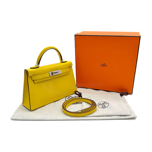 HERMES KELLY MINI 2 SELLIER JAUNE DE NAPLES CHEVRE SHOULDER BAG K PALLADIUM HARDWARE 90307914 - PURPOSE