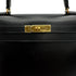 HERMES KELLY 28 SELLIER BLACK BOX CALF HAND SHOULDER BAG □A GOLD HARDWARE 90307915 - PURPOSE