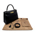 HERMES KELLY 28 SELLIER BLACK BOX CALF HAND SHOULDER BAG □A GOLD HARDWARE 90307915 - PURPOSE