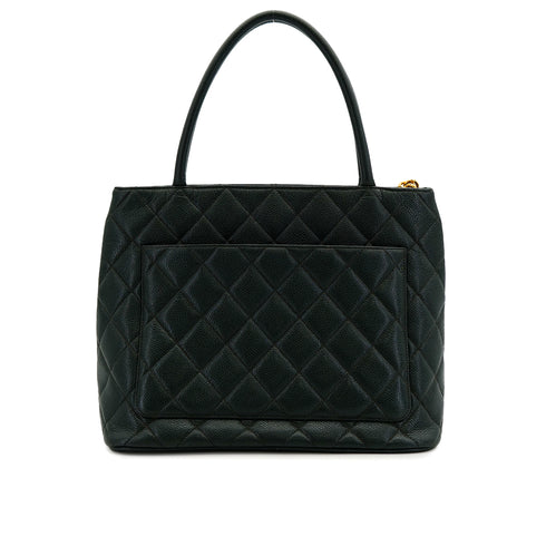 CHANEL VINTAGE MEDALLION TOTE BAG DARK GREEN CAVIAR SKIN 90307917 - PURPOSE