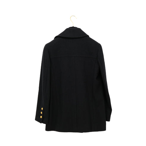 CHANEL VINTAGE COCO BUTTON PEA COAT BLACK WOOL 38 96A RTW 90307922 - PURPOSE