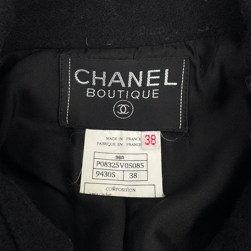 CHANEL VINTAGE COCO BUTTON PEA COAT BLACK WOOL 38 96A RTW 90307922 - PURPOSE