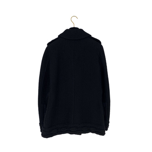 CHANEL VINTAGE COCO BUTTON KNIT PEA COAT BLACK WOOL 40 P31 RTW 90307923 - PURPOSE
