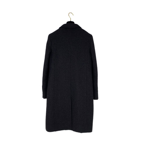 CHANEL VINTAGE COCO BUTTON FRINGE LONG COAT BLACK WOOL 40 04A RTW 90307925 - PURPOSE