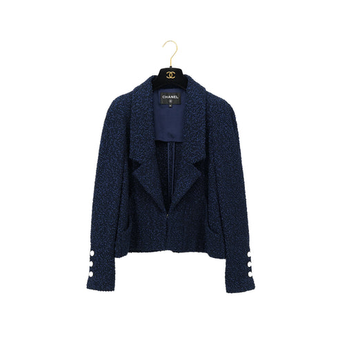 CHANEL TWEED JACKET BLUE BLACK 38 P53 RTW 90307927 - PURPOSE