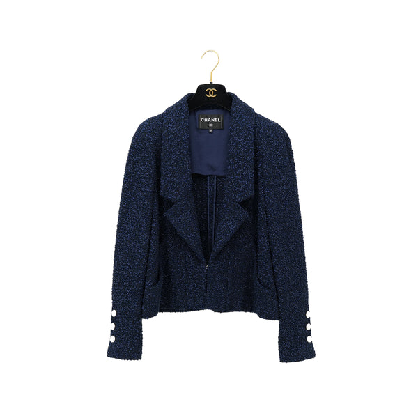 CHANEL TWEED JACKET BLUE BLACK 38 P53 RTW 90307927 - PURPOSE