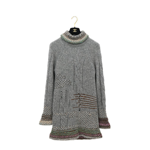 CHANEL KNIT DRESS COCOMARK GRAY MOHAIR 38 P41 RTW 90307929 - PURPOSE