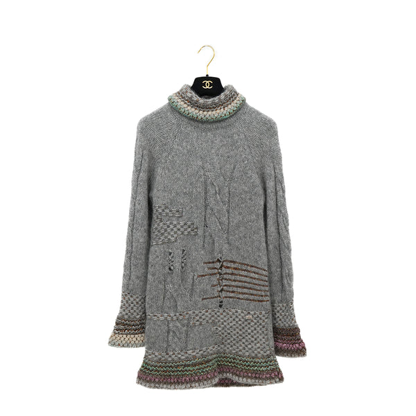 CHANEL KNIT DRESS COCOMARK GRAY MOHAIR 38 P41 RTW 90307929 - PURPOSE